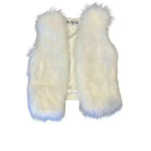Jennifer Lopez Women's White Faux Fur Vest Size S Sleeveless Elegant